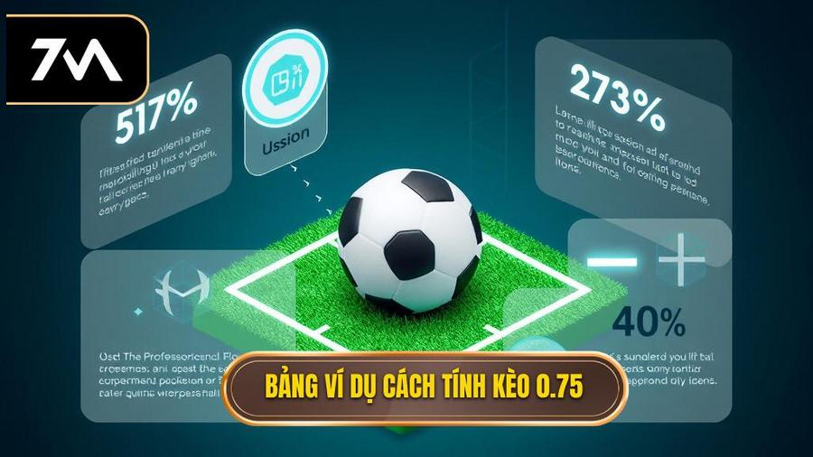 Bảng ví dụ minh họa cách tính tiền Kèo chấp 3/4 (0.75)
